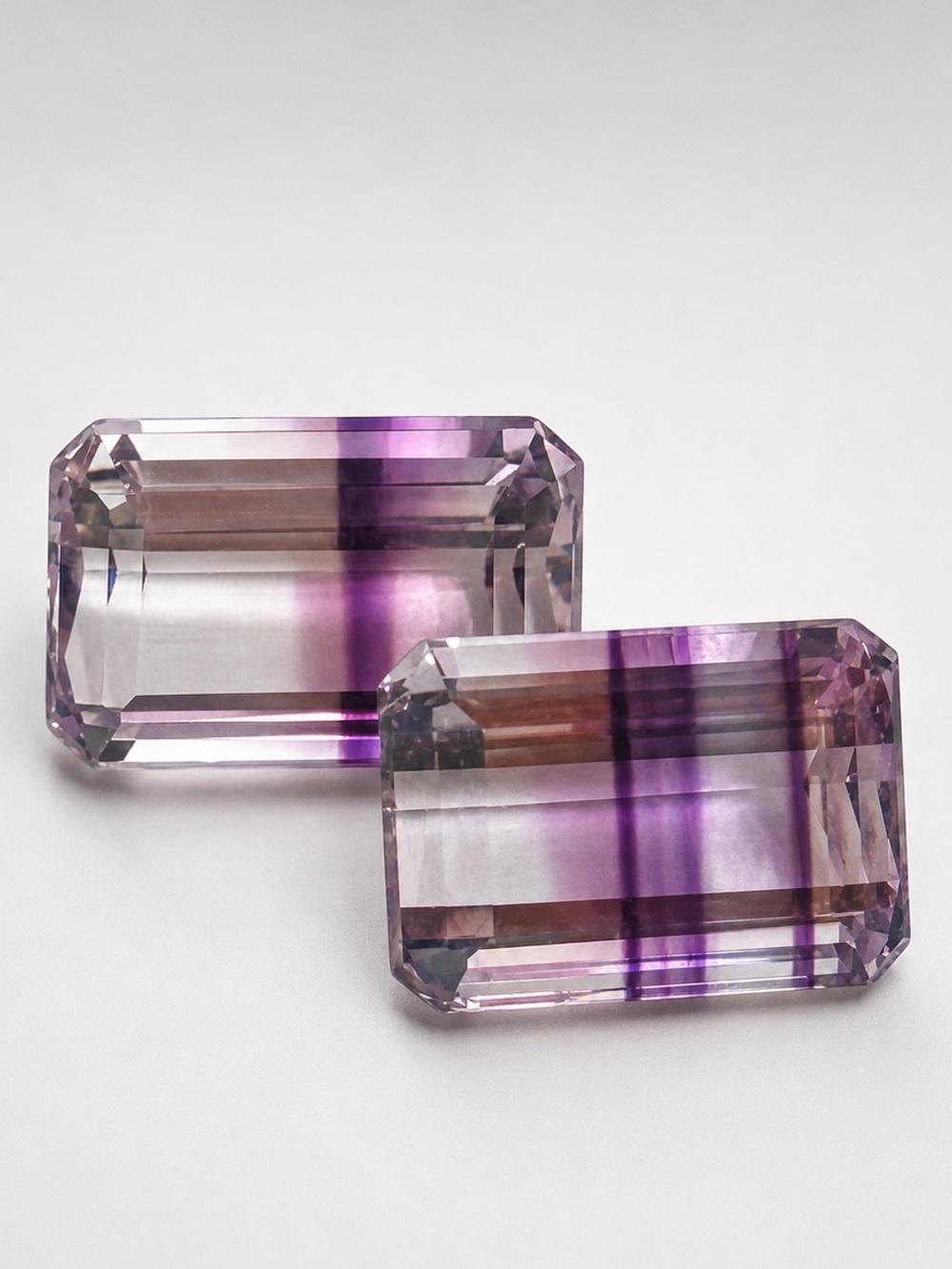 Natural Banded Amethyst Matched Pair | Emerald Cut Loose Gemstones